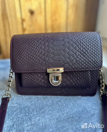 Сумка бордо кожанная