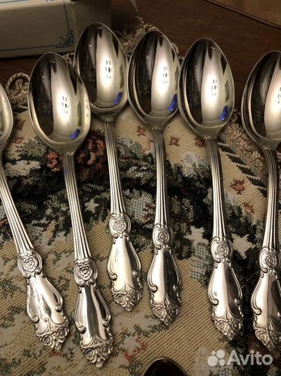 Ложки чайные мельхиор серебряная роза