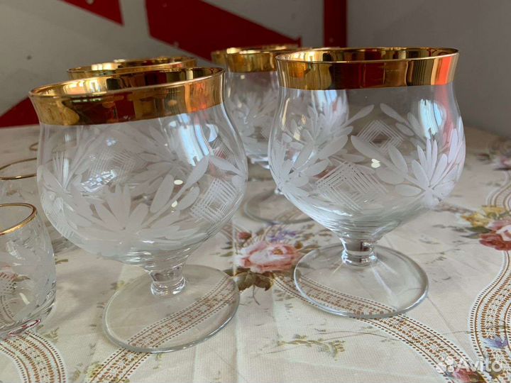 Винные бокалы на ножке с рюмками, набор 12 шт