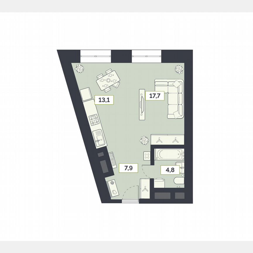 1-к. квартира, 43,5 м², 15/27 эт.