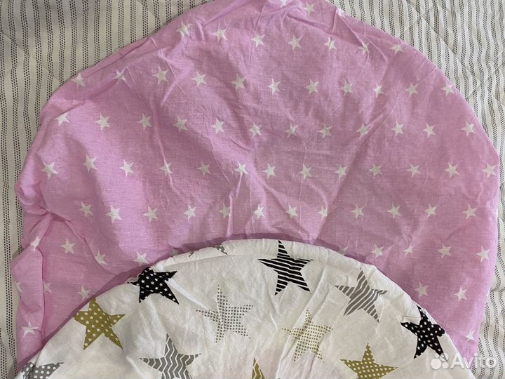 Простынь на резинке для круглой кроватки