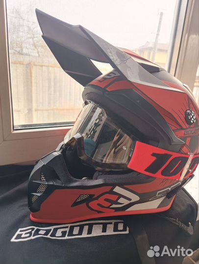 Шлем кросс эндуро Bogotto с очками. Новый