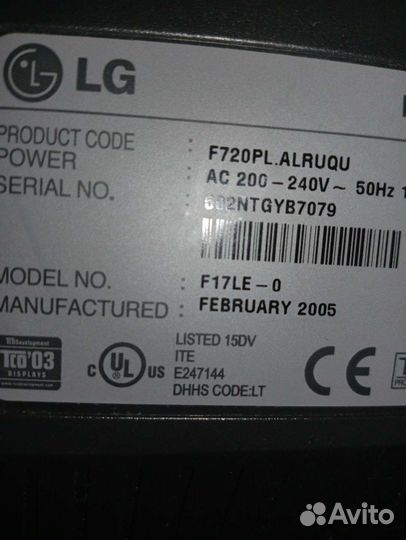 Монитор Flatron F720P, подлежит ремонту