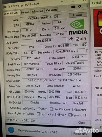 Видеокарта PNY nvidia GeForce GTX 1070