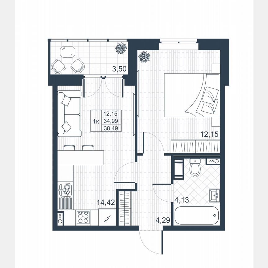 1-к. квартира, 36,7 м², 6/8 эт.