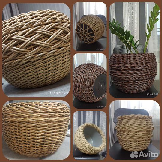 Кашпо из искусственного ротанга, полиротанга