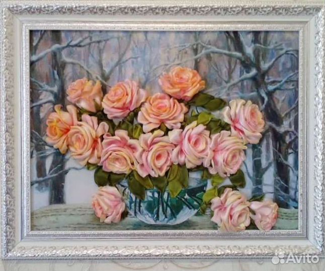 Картины вышитые лентами