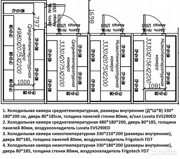 Камеры холодильные и морозильные г. Воркута (4шт)
