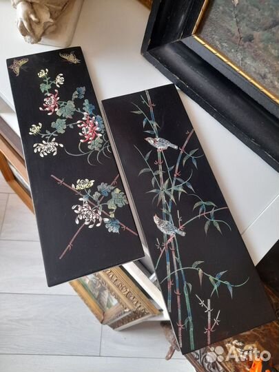 Винтажное лаковое панно/Азия