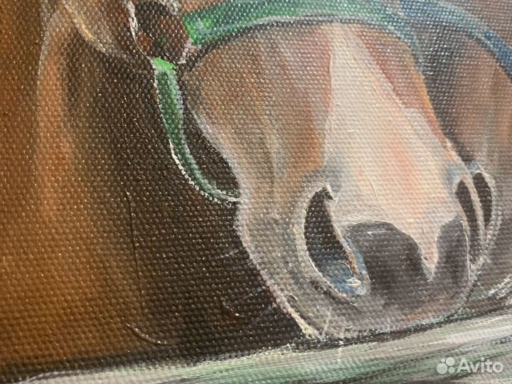 Картина 50х35 в раме лошади ручной труд