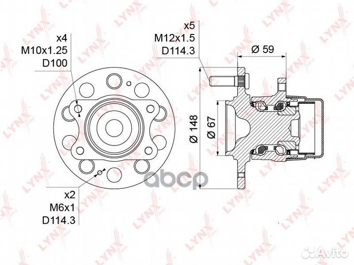 Ступица колеса зад прав/лев WH1207 lynxauto