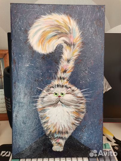 Котик акриловый на холсте с подрамником 30*50