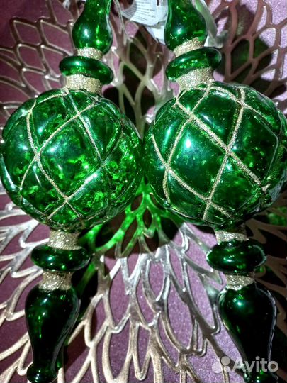 Подвесы капля шар стекло 25 см золотые