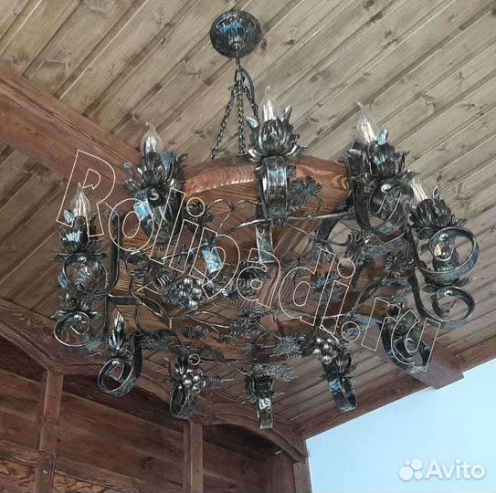 Люстра под старину, из массива сосны