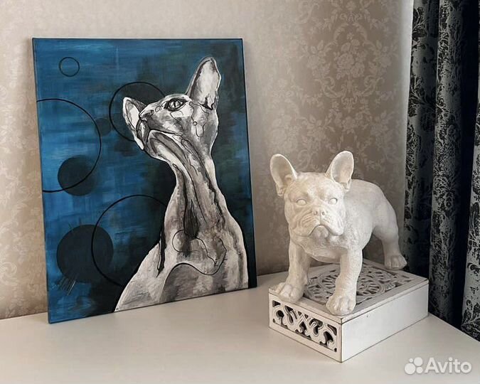 Картина кошка Сфинкс акрил на холсте