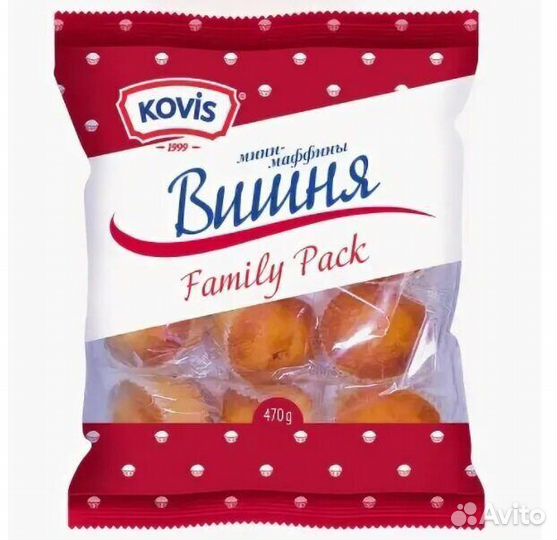 Мини-маффины kovis вишня 470г