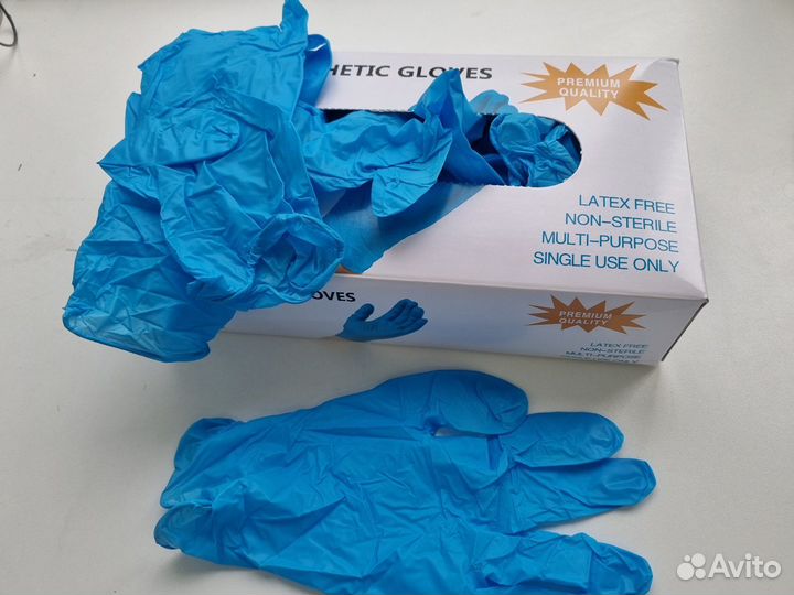 Перчатки медицинские,голубые L-100шт
