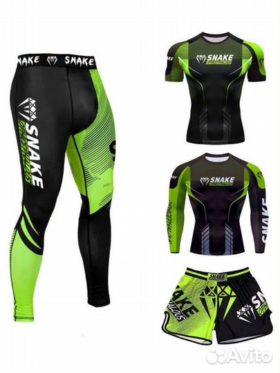 Спортивный костюм 4в1 Рашгард тайтсы шорты