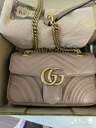 Сумка gucci marmont mini бежевая