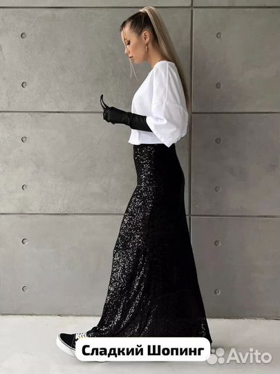 Юбка длинная с пайетками