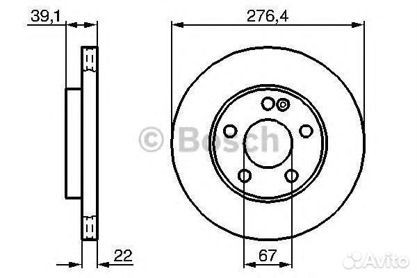 Диск тормозной передний Bosch, 0986479186