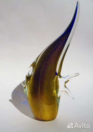 Муранское стекло с золотом, статуэтка рыба-луна