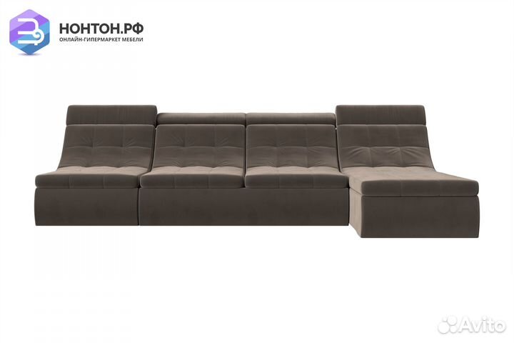 Диван угловой дельфин Холидей люкс велюр коричневы