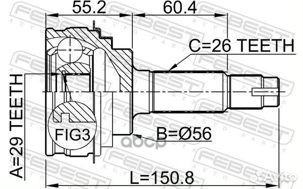 Шрус наружный 29x56x26 (toyota corolla AE10#/CE