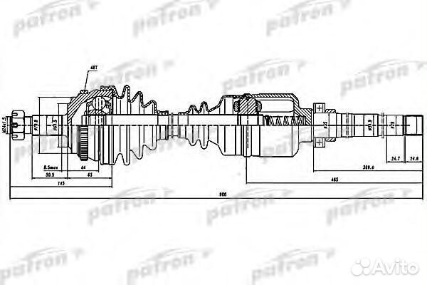 Полуось привода прав citroen dispatch 1.9 TD 94- dispatch Van 1.9 TD 94- evasion 1.9 TD2.0 Turbo C.T