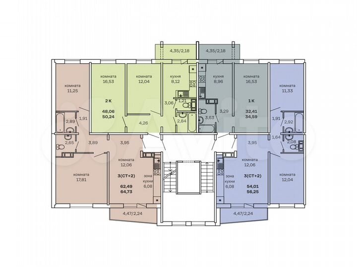 3-к. квартира, 58,5 м², 2/7 эт.