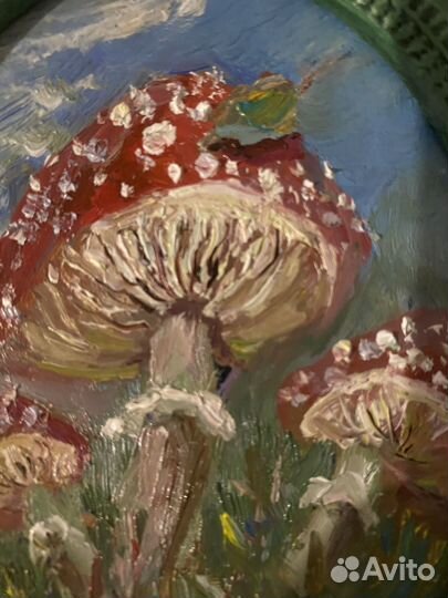 Картина маслом мухоморы