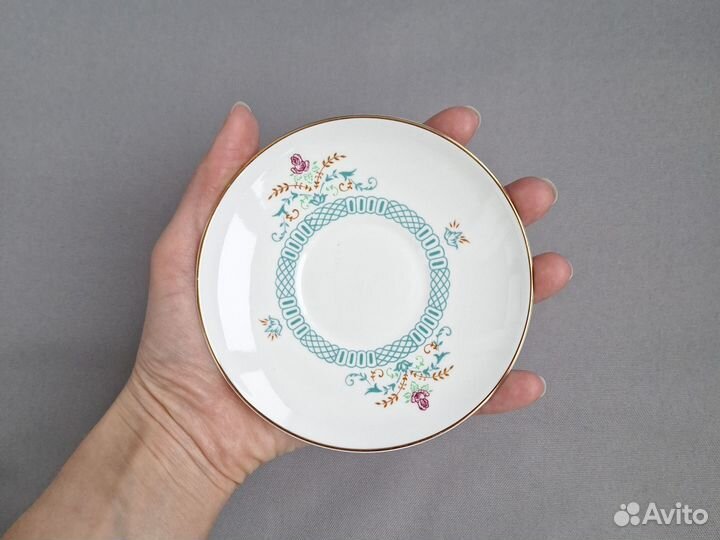 Блюдце кофейное лфз голубые вазочки СССР