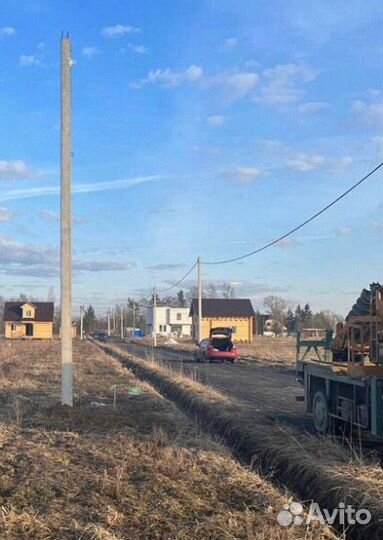 Монтаж опор лэп / Установка электрического столба