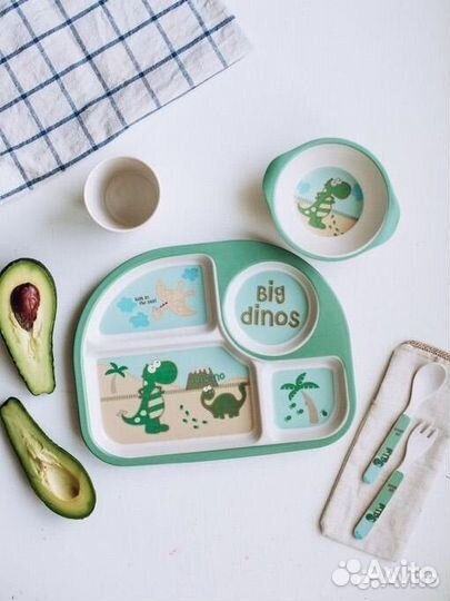 Набор посуды из бамбука для детей