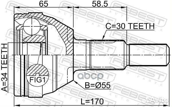 Шрус наружный 34x55x30 chevrolet captiva 2010