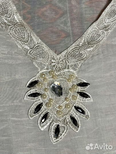 Новая блузка бохо, 48, с кружевом и декором