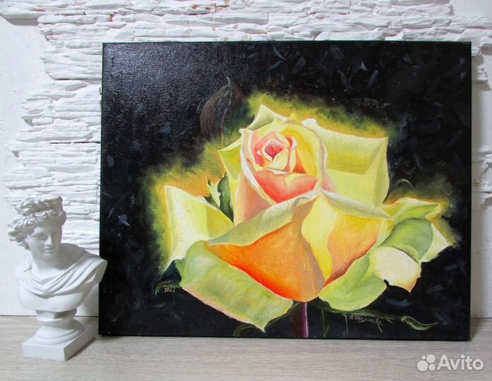 Картина маслом на холсте Жёлтая роза