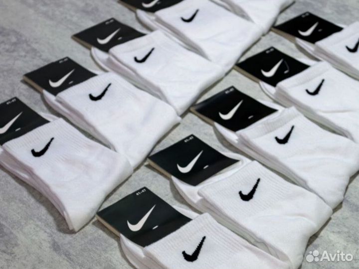 Носки Nike белые чёрные хлопок