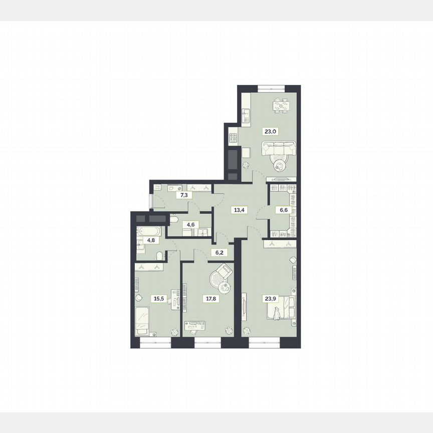 3-к. квартира, 123,1 м², 17/27 эт.