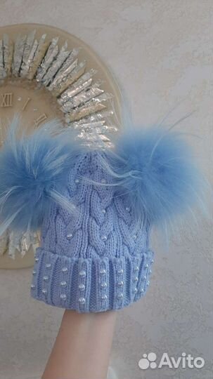 Шапка с помпономи (3-5лет)