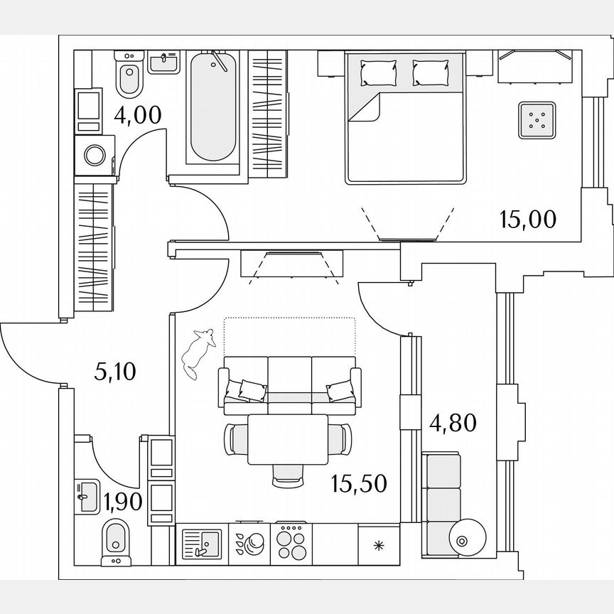 1-к. квартира, 43,7 м², 9/13 эт.