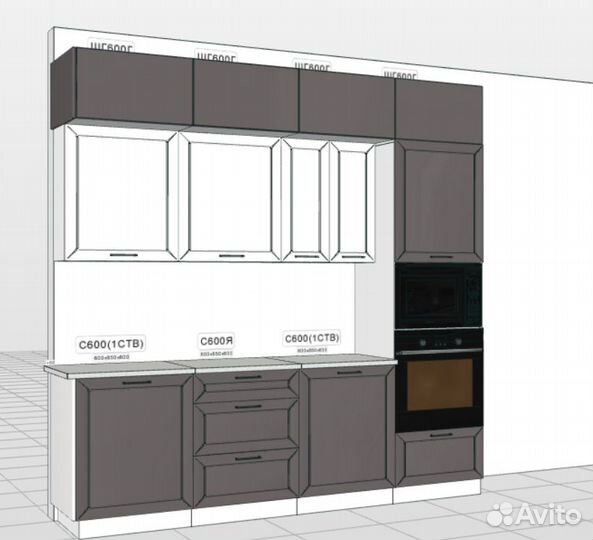 Кухня до потолка матовая. Цена за всю кухню: