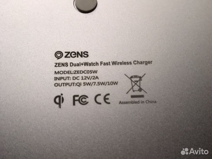Беспроводная зарядная станция zens zedc05 10вт