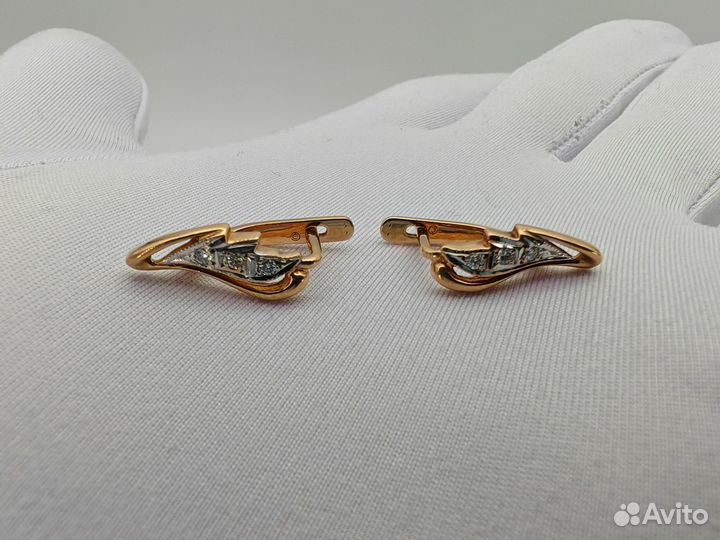 Пара серёг 585 пробы с бриллиантами. Рассрочка