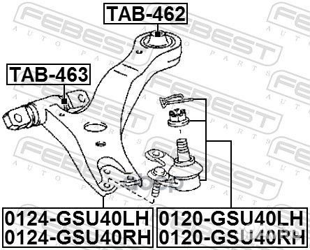 Рычаг подвески перед прав 0124GSU40RH Febest