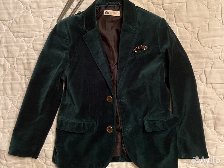 Пиджак зеленый бархатный для мальчика h&m