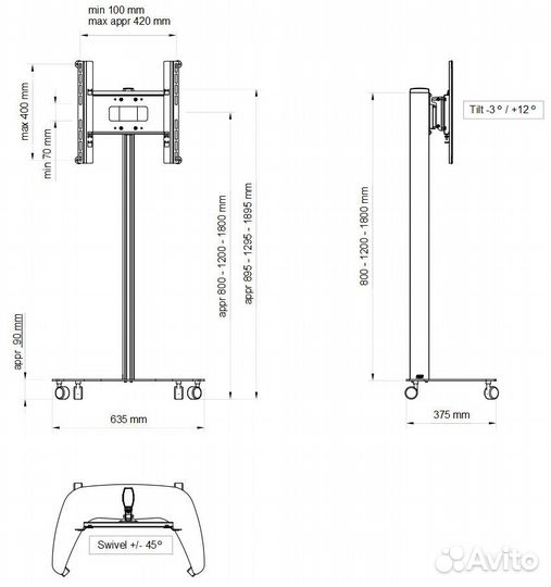 Мобильная стойка SMS Flatscreen FM MST800