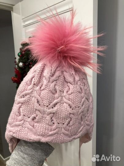 Шапка для девочки со стразами Swarovski р.54