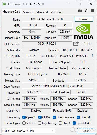 Nvidia Geforce GTX 450