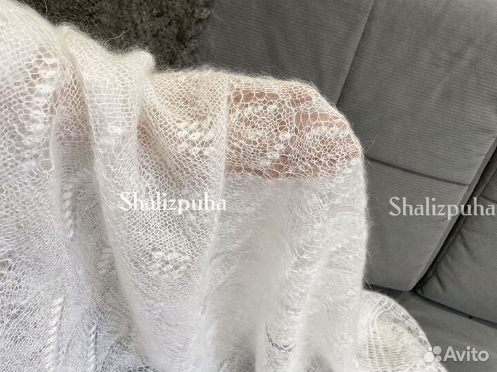 Паутинка, пуховый платок ручной работы, белый, 218